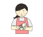 節約料理する女性のイラスト